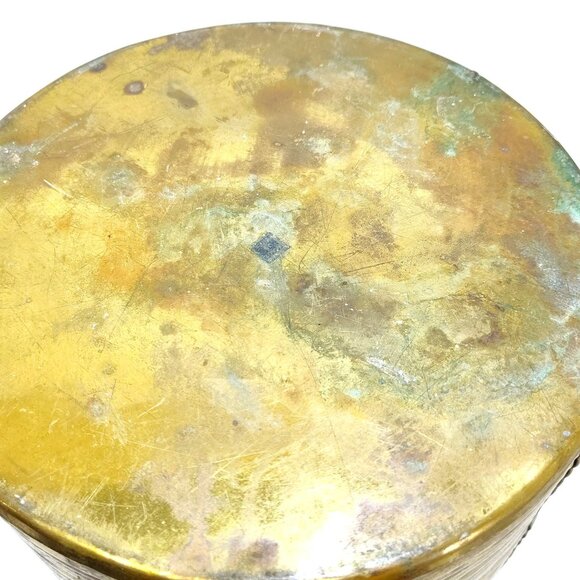 Umbrella Cane Brass Stand Grape Handle Detail Hand Hammered Reverse Floral Vinta - Picture 10 of 12